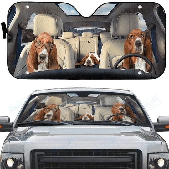 Basset Hounds Family, Dog Car Auto Sun Shade