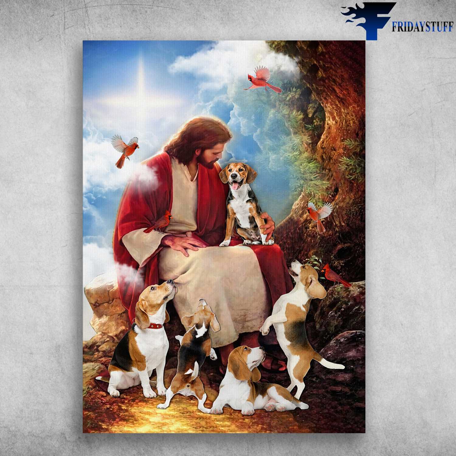 Beagle Dog, God And Cardinal Bird - Jesus Dog Lover