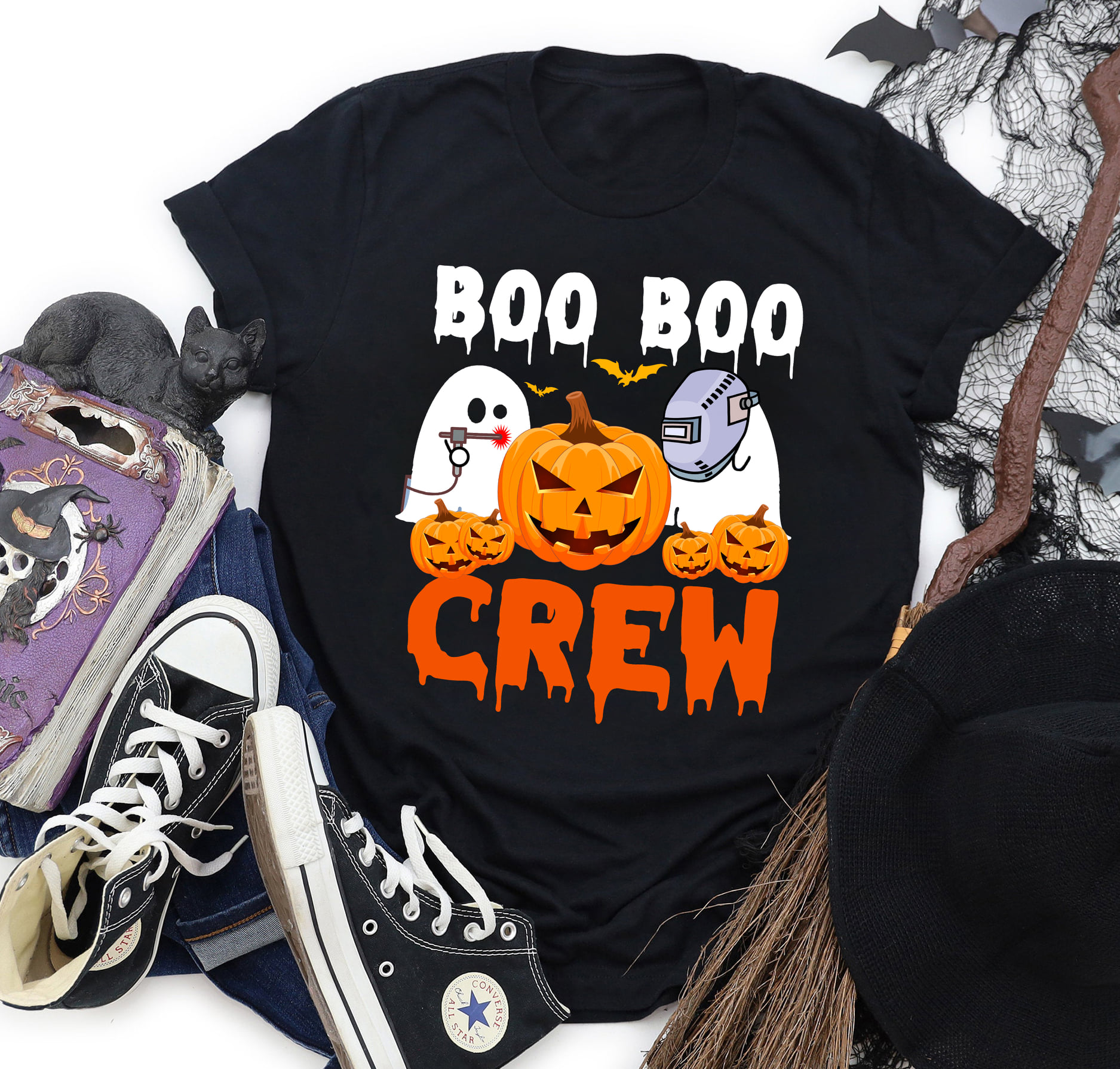 Boo Boo crew - White ghost costume, Halloween pumpkin, halloween costume