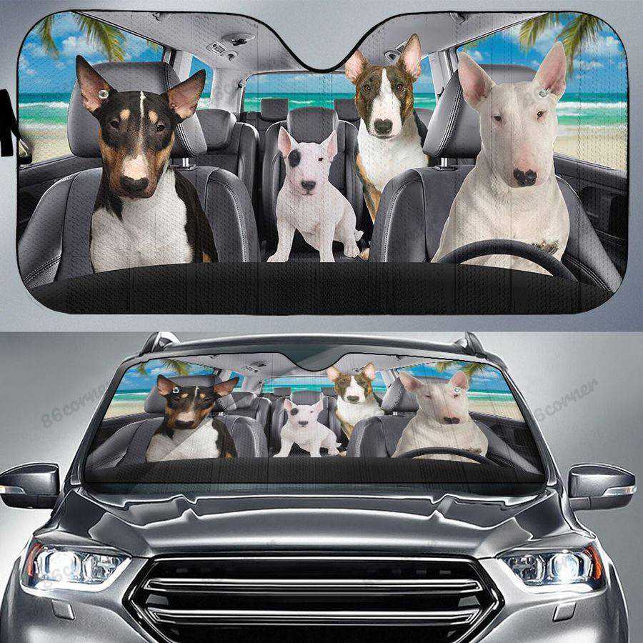 Bull Terrier Family, Dog Auto Sun Shade, Dog Lover