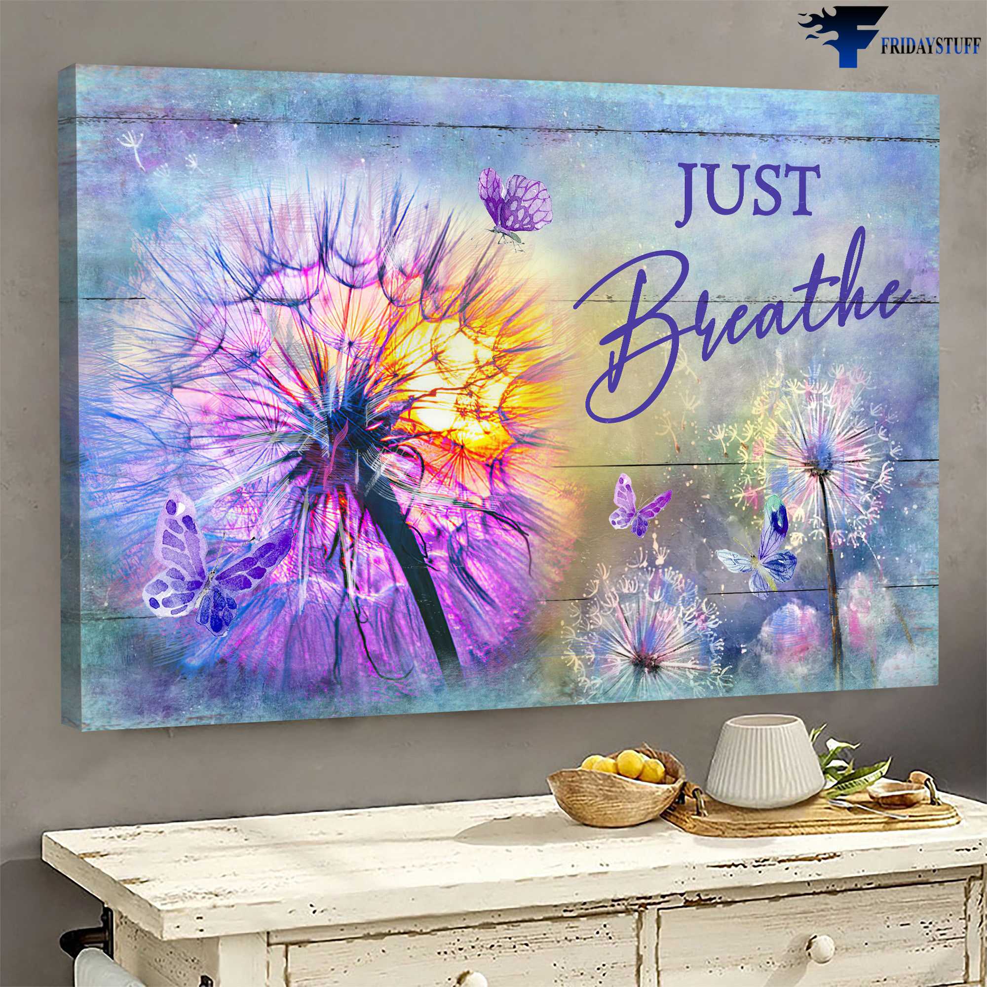 Butterfly Dandelion, Flower Canvas - Just Breathe