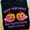 Check your boobs mine tried to kill me - Breast cancer awareness, halloween pumpkin
