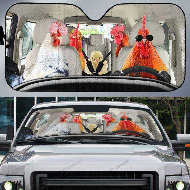 Chicken Family, Rooster Hen Chick, Chicken Auto Sun Shades