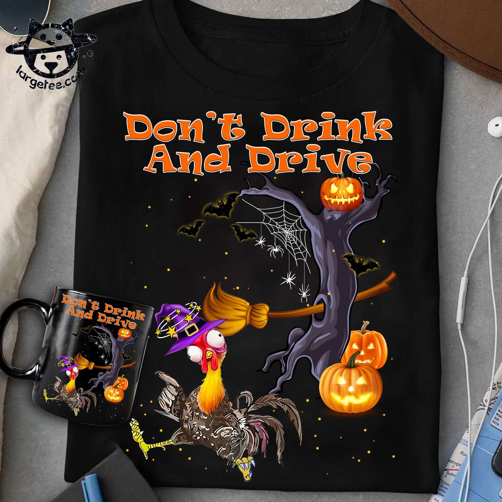 Don't drink and drive - Halloween chicken witch, witch broom