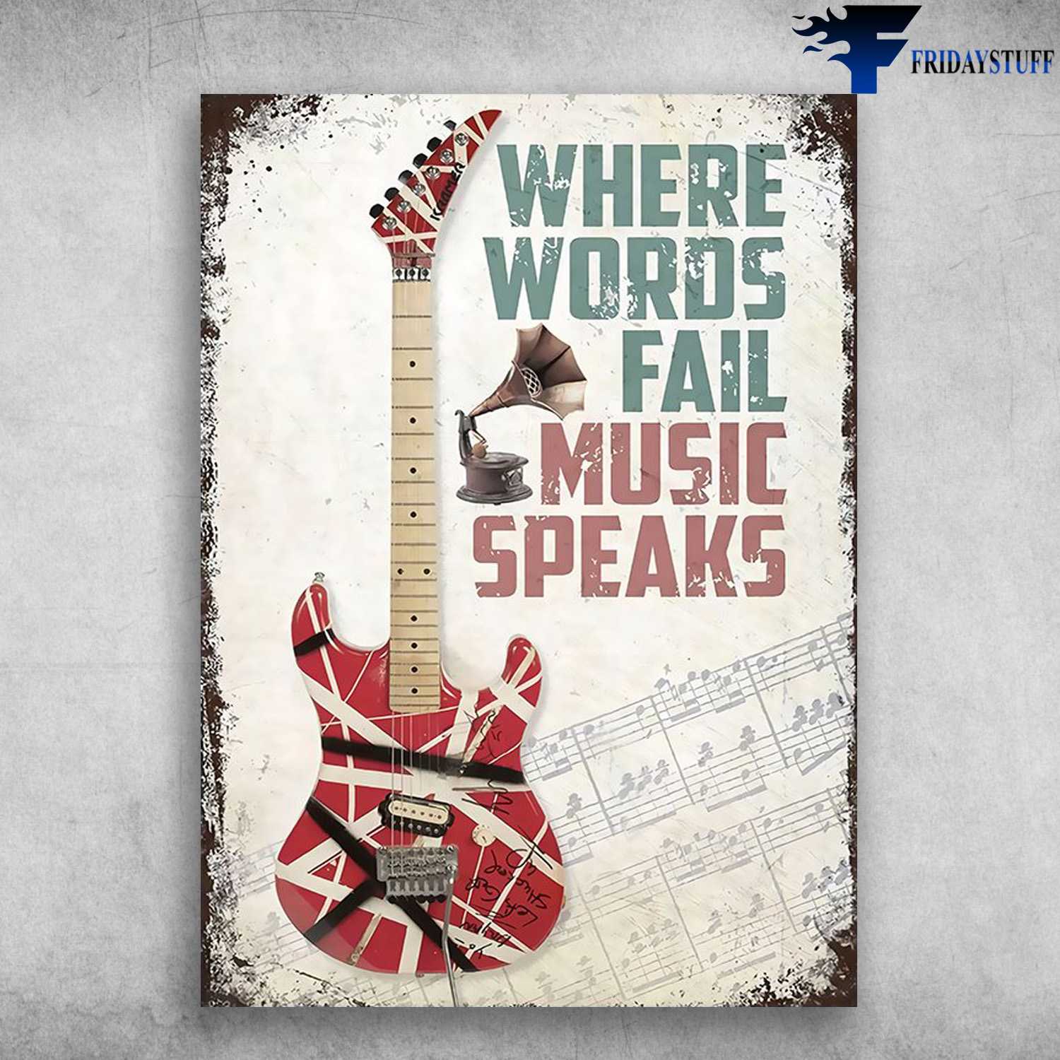 Electric Guitar, Vinyl Record - Where Words Fail, Music Speaks