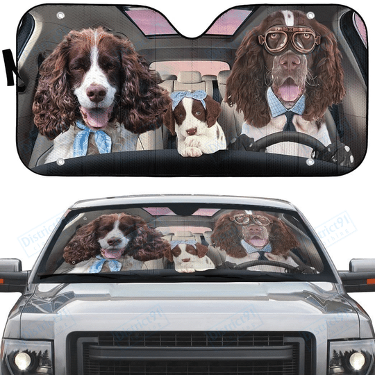 English Springer Spaniel Family, Dog Auto Sun Shade, Dog Lover