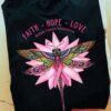 Faith hope love - Breast cancer awareness, pattern butterfly cancer ribbon