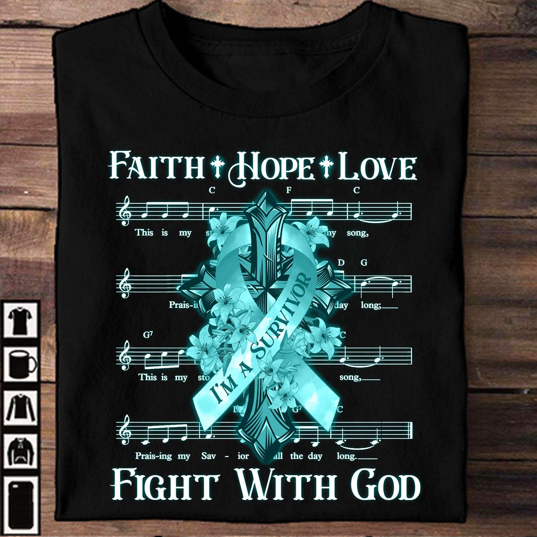 Faith hope love - Fight with god, Cancer survivor ribbon