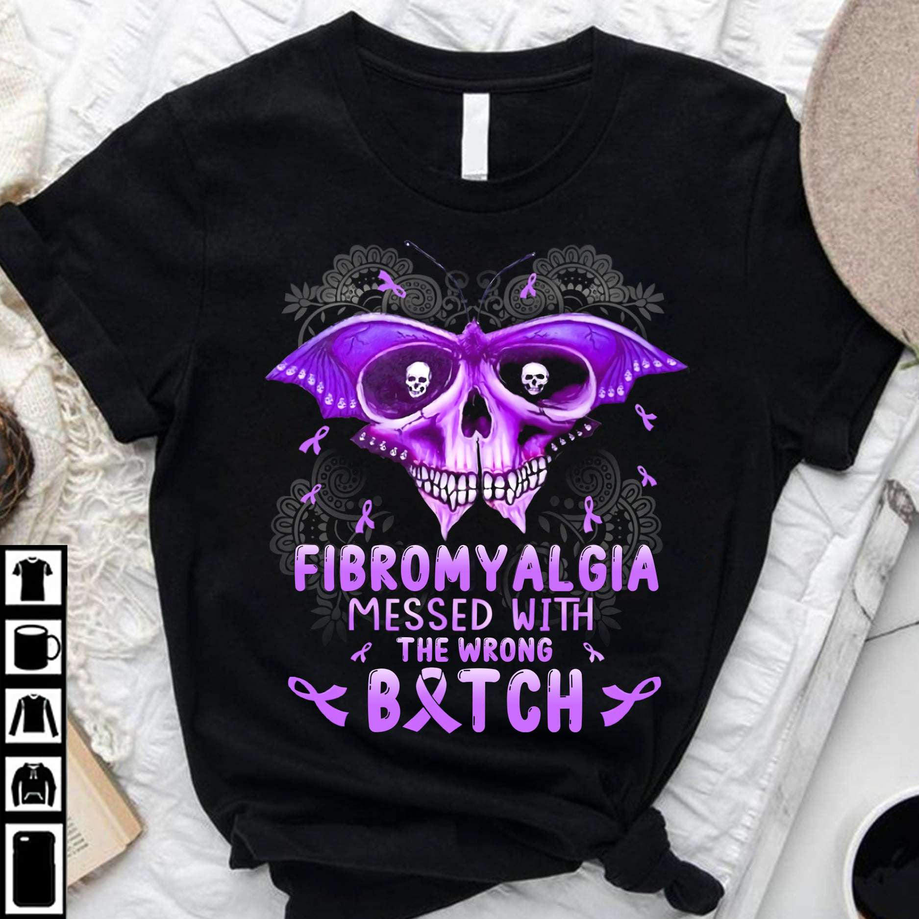 Fibromyalgia messed with the wrong bitch - Evil skull butterfly, Fibromyalgia awareness