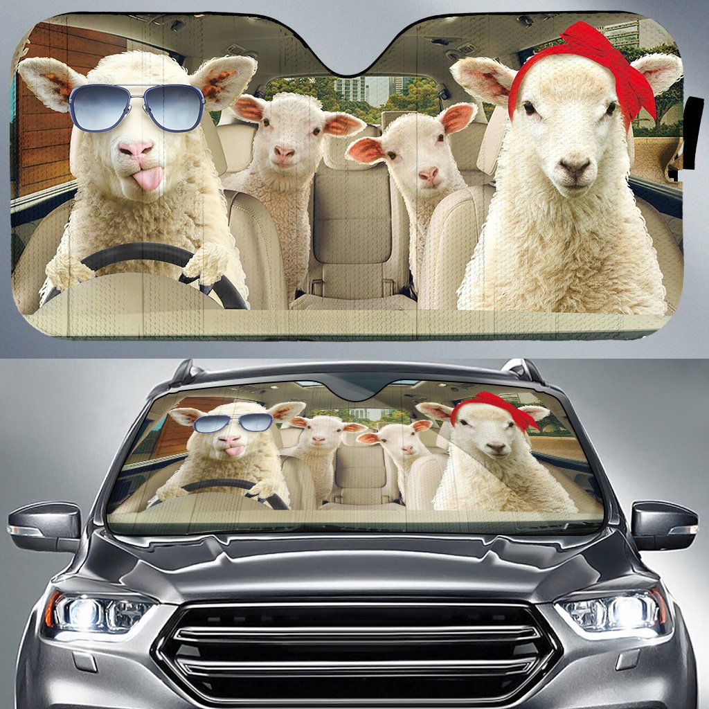 Funny Sheeps, Sheep Family, Sheep Auto Sun Shade