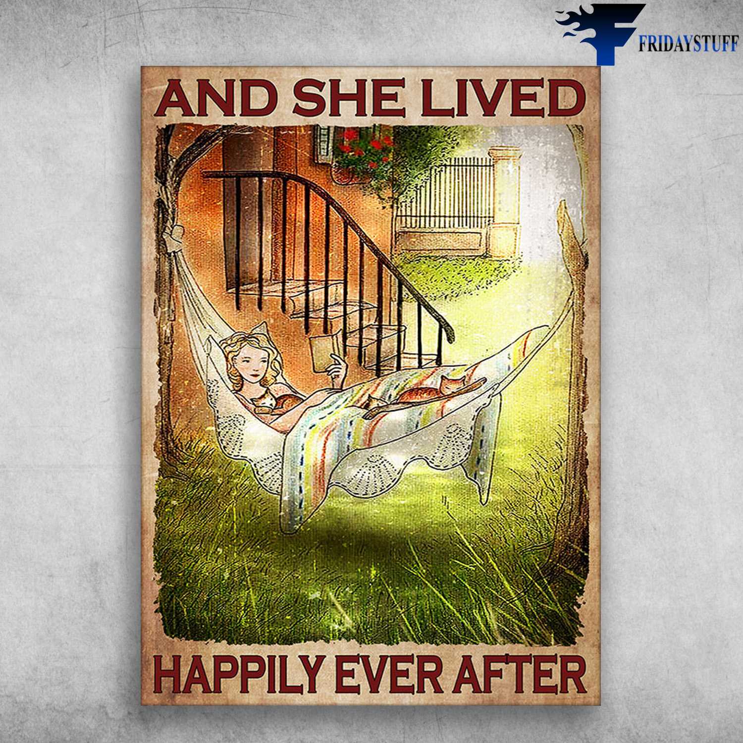 Girl Reads Book, Book Cat Lover - And She Lived, Happily Ever After