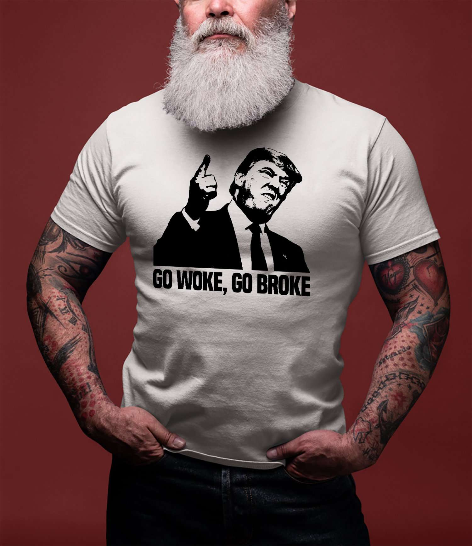 Go woke, go broke Donald Trump, America president graphic Tshirt