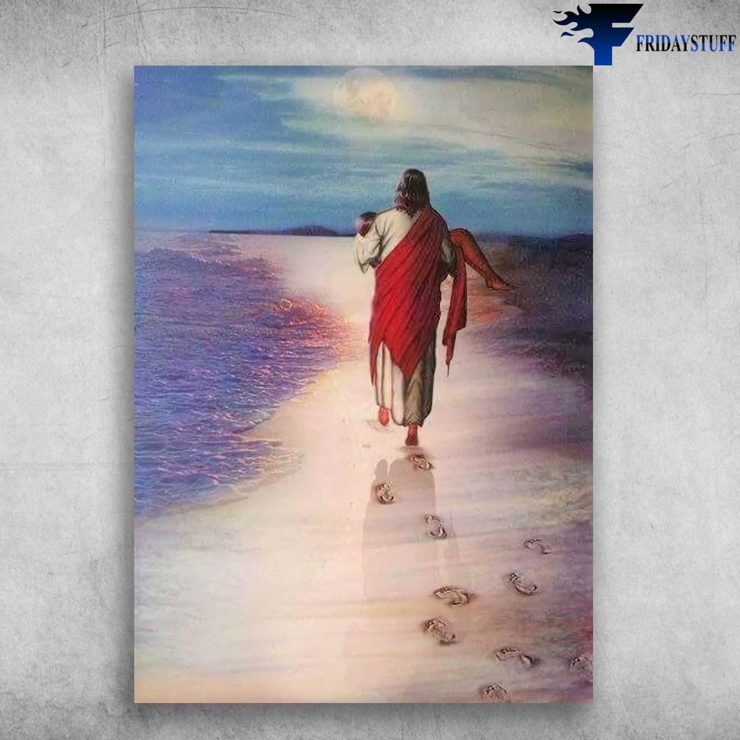 God Always Beside You, Jesus Walking On Beach