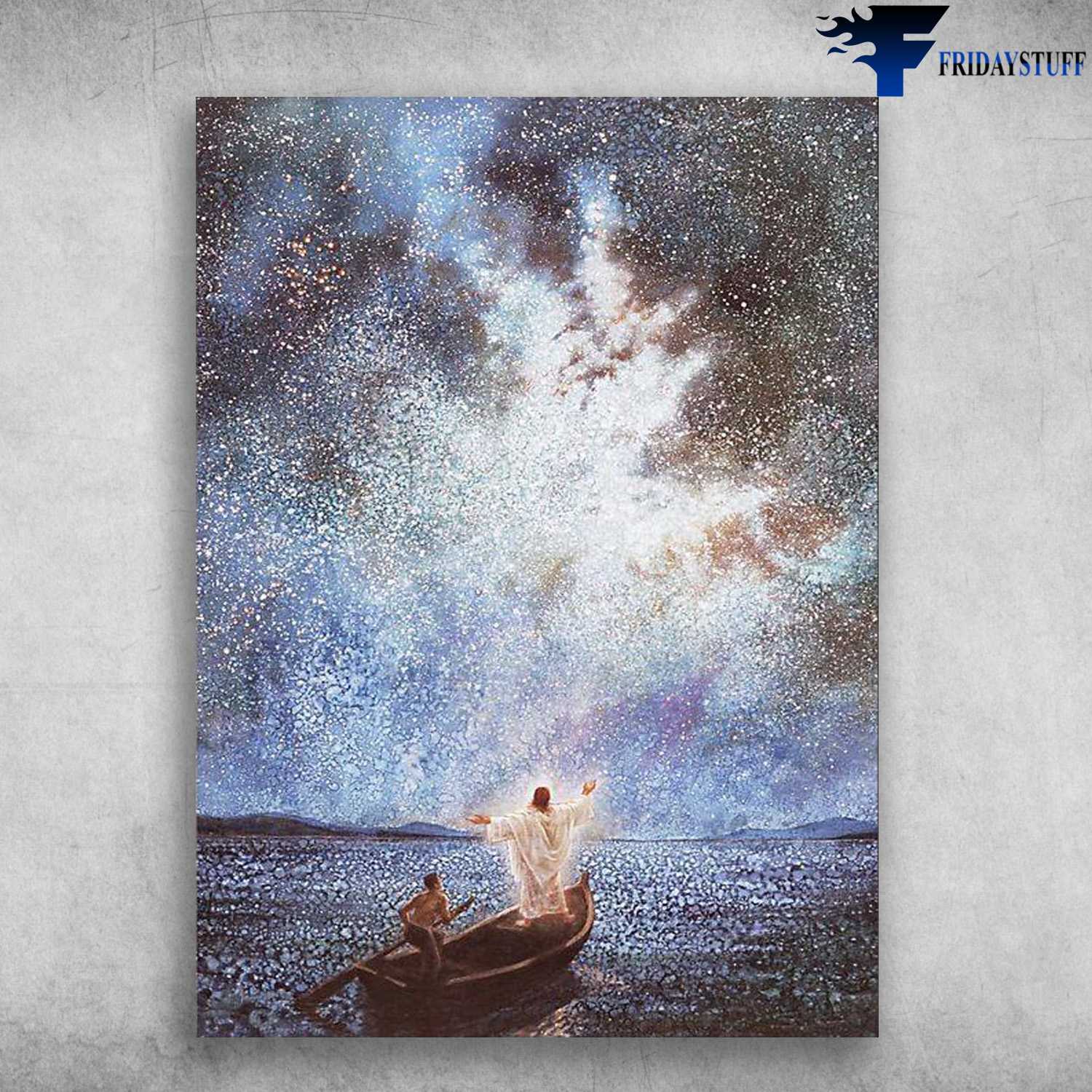 God And Starry Night - Jesus Poster