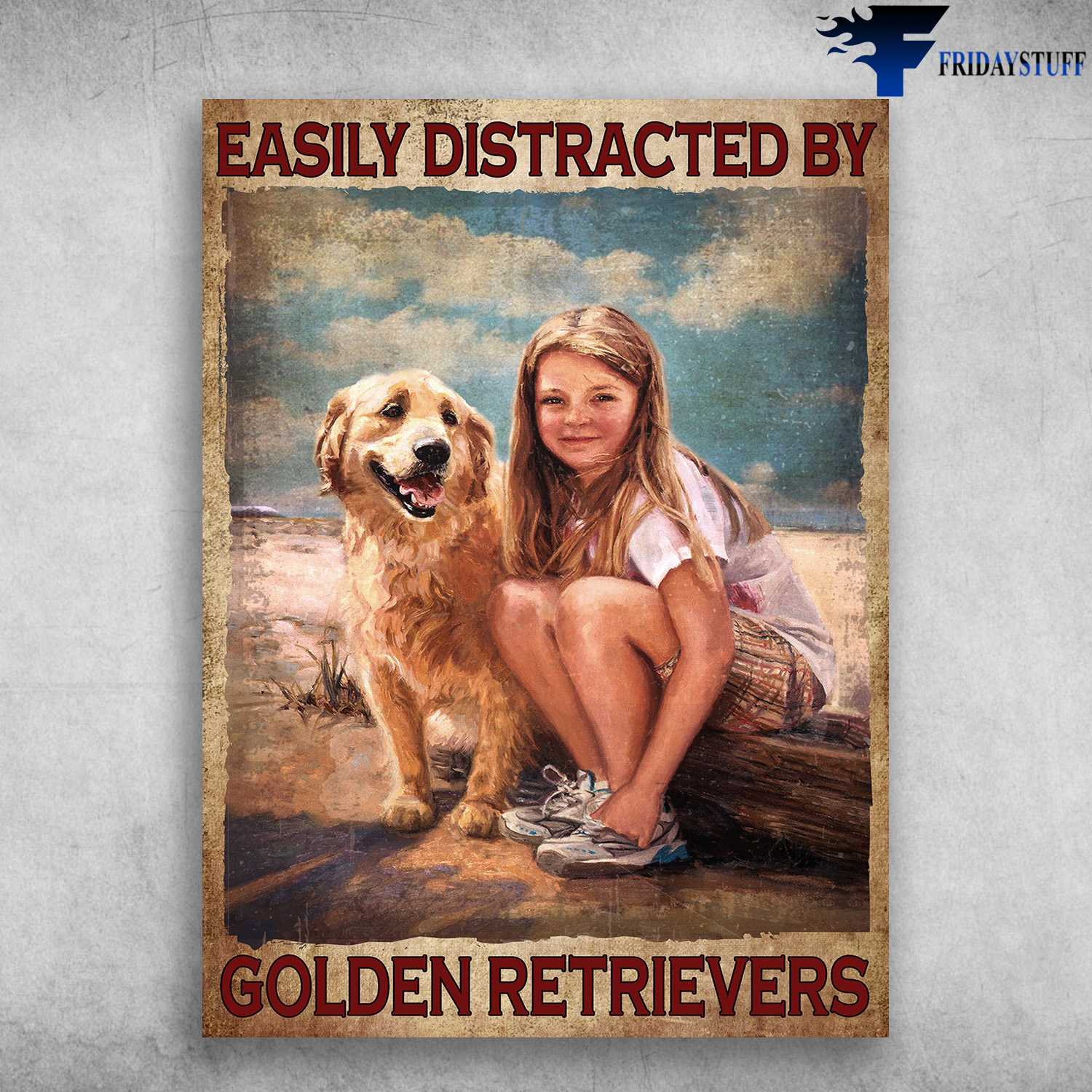 Golden Retriever And Girl, Dog Lover - Easily Distracted By, Golden Retrievers