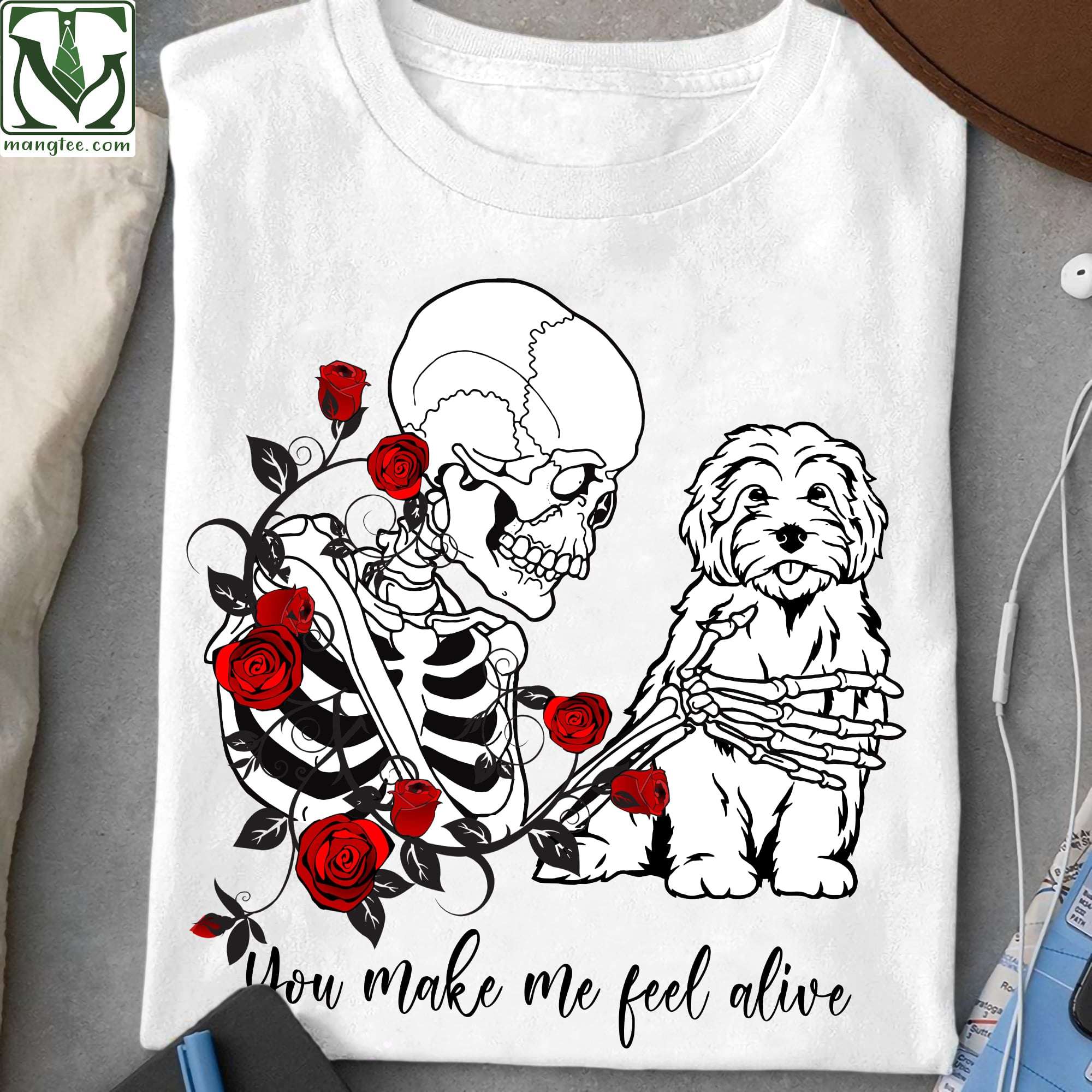 Rose Skeleton And Goldendoodle - You make me feel like