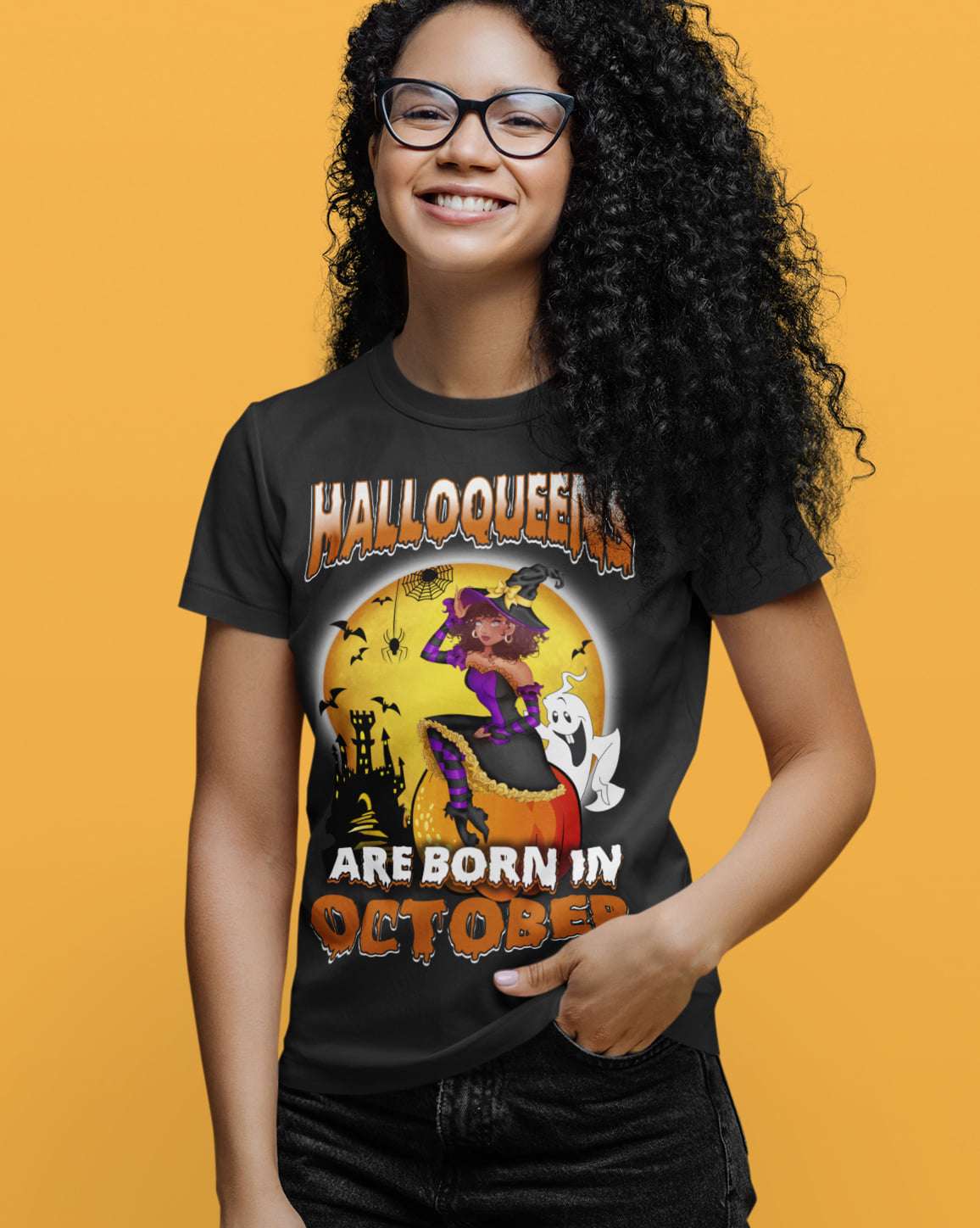 Halloqueens are born in October - Halloween witch costume, halloween pumpkin