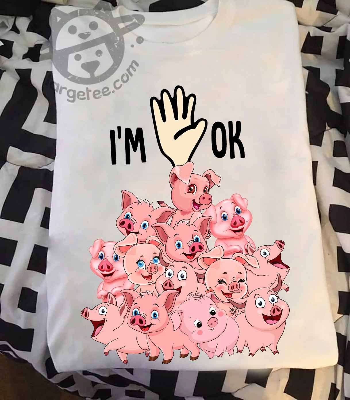 I'm ok - Person deep in pig, bunch of pigs, person loves pigs