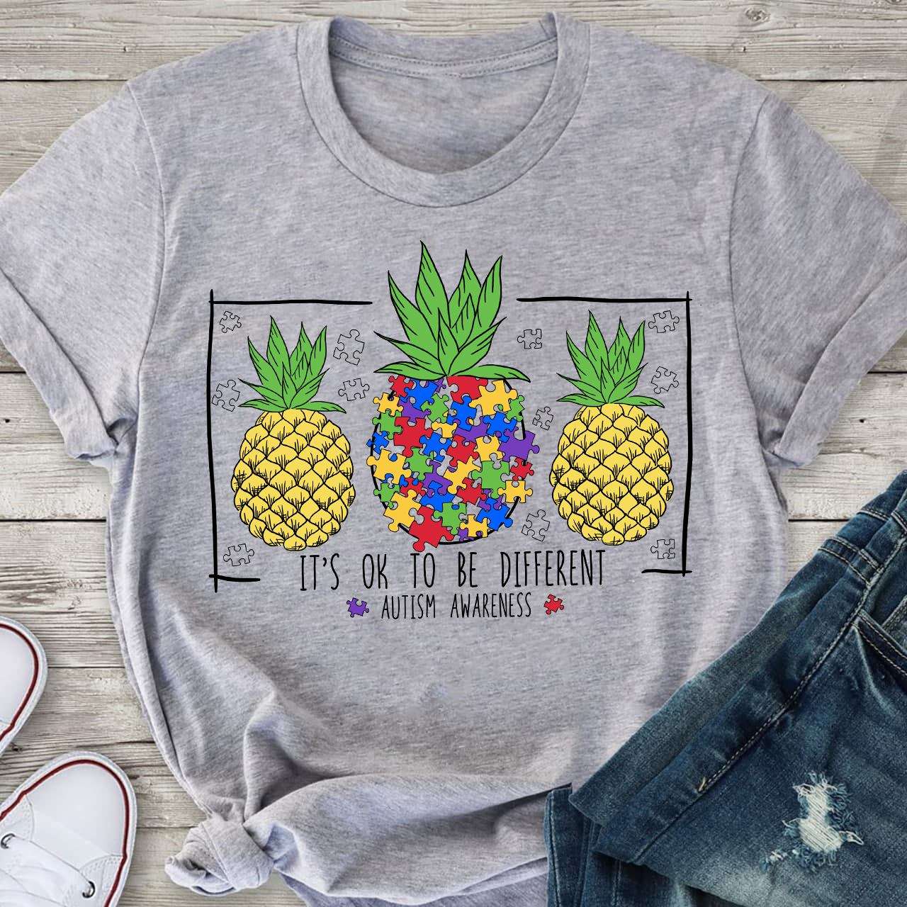 It's ok to be different - Autism awareness, different pineapple
