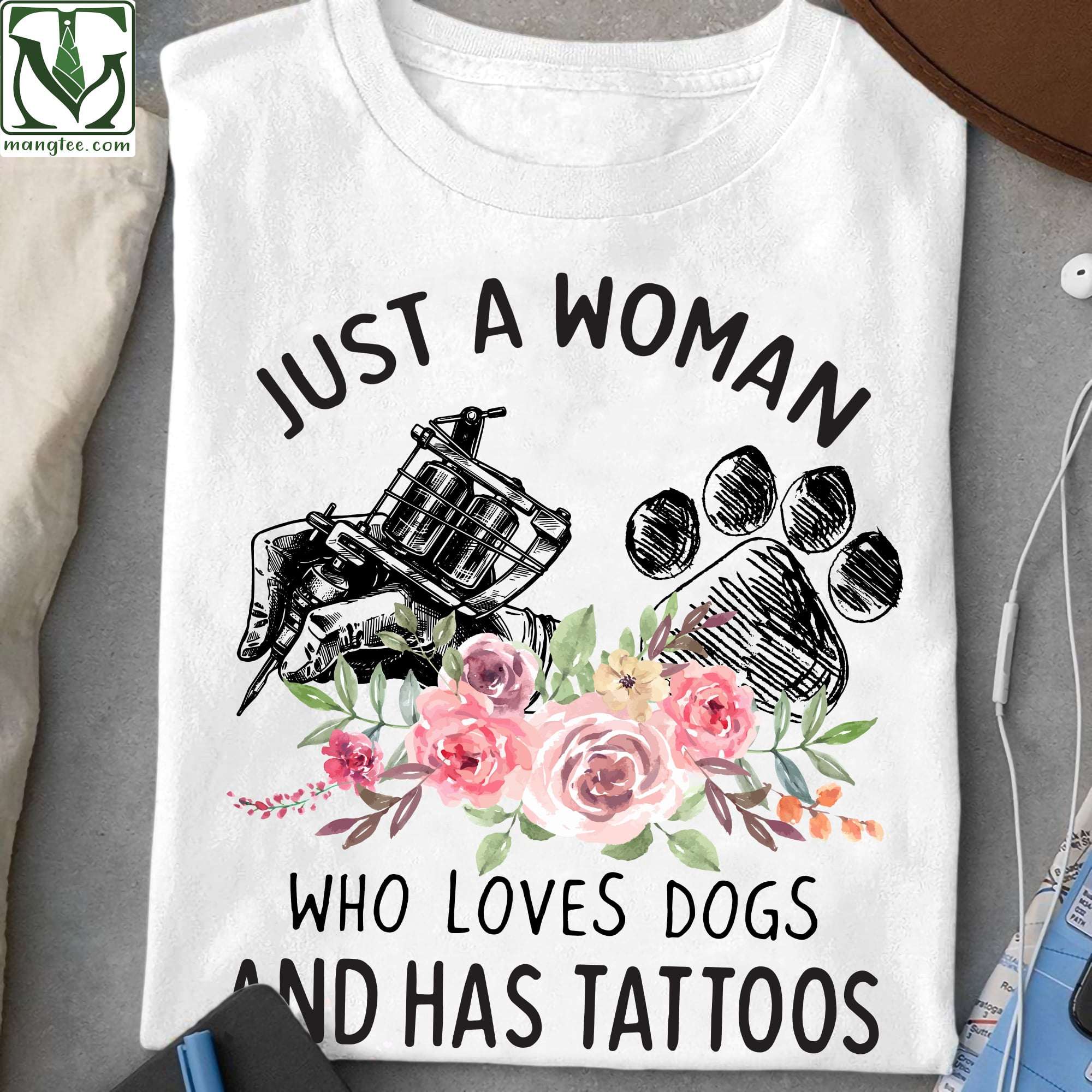 Just a woman who loves dogs and has tattoos - Tattooed woman, tattoo machine