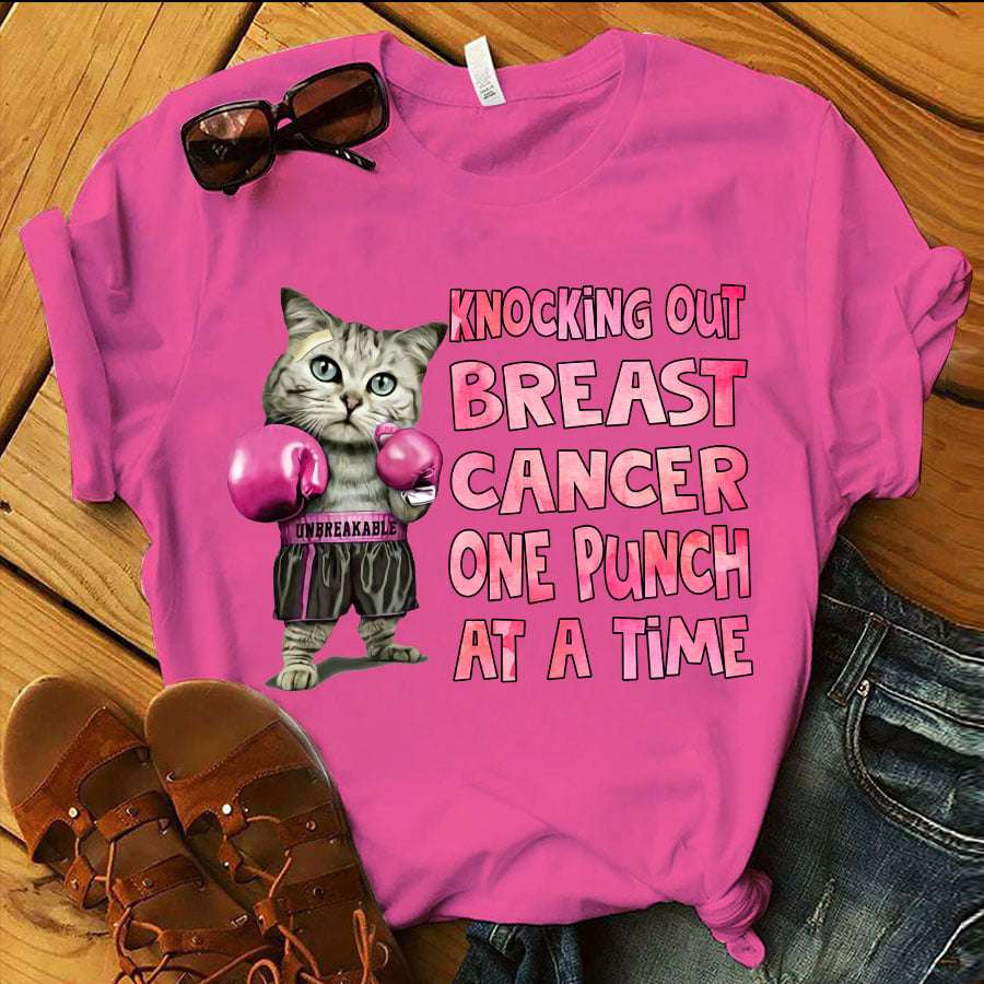 Knocking out breast cancer one punch at a time - Unbreakable boxing cat, breast cancer awareness