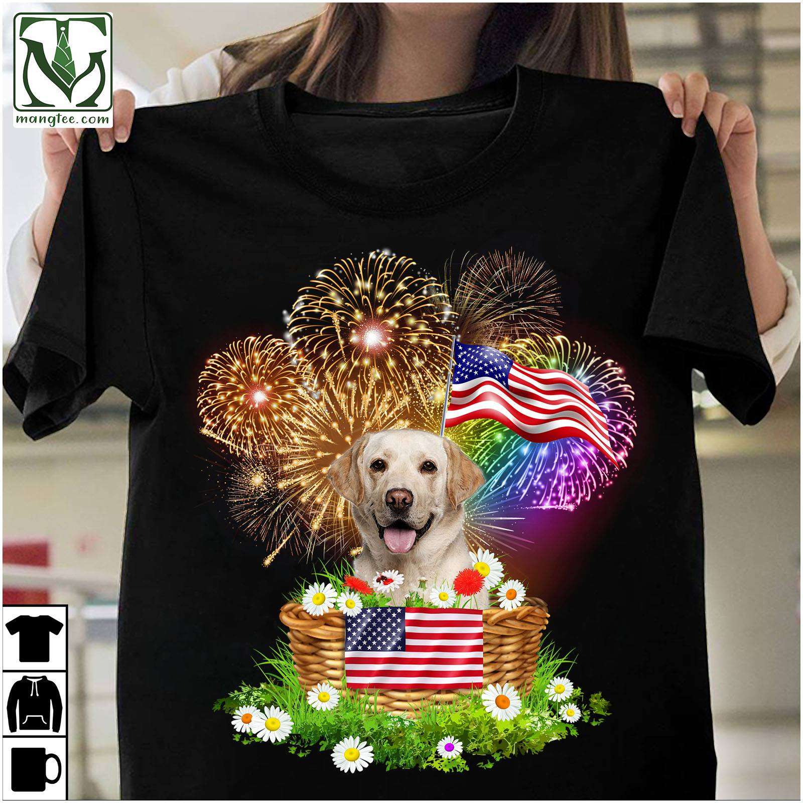 Labrador Retriever - Firework American flag