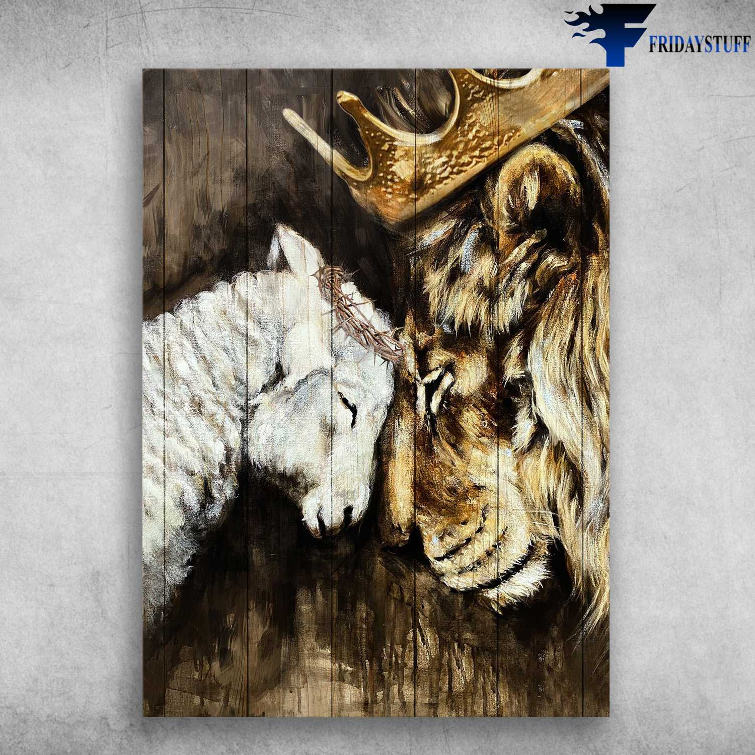 Lamb God Crown, Lion King, Jesus Poster