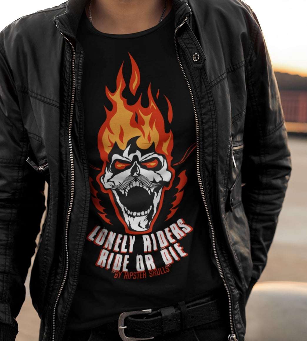 Lonely riders - ride or die by Hipster Skulls, flame evil skull