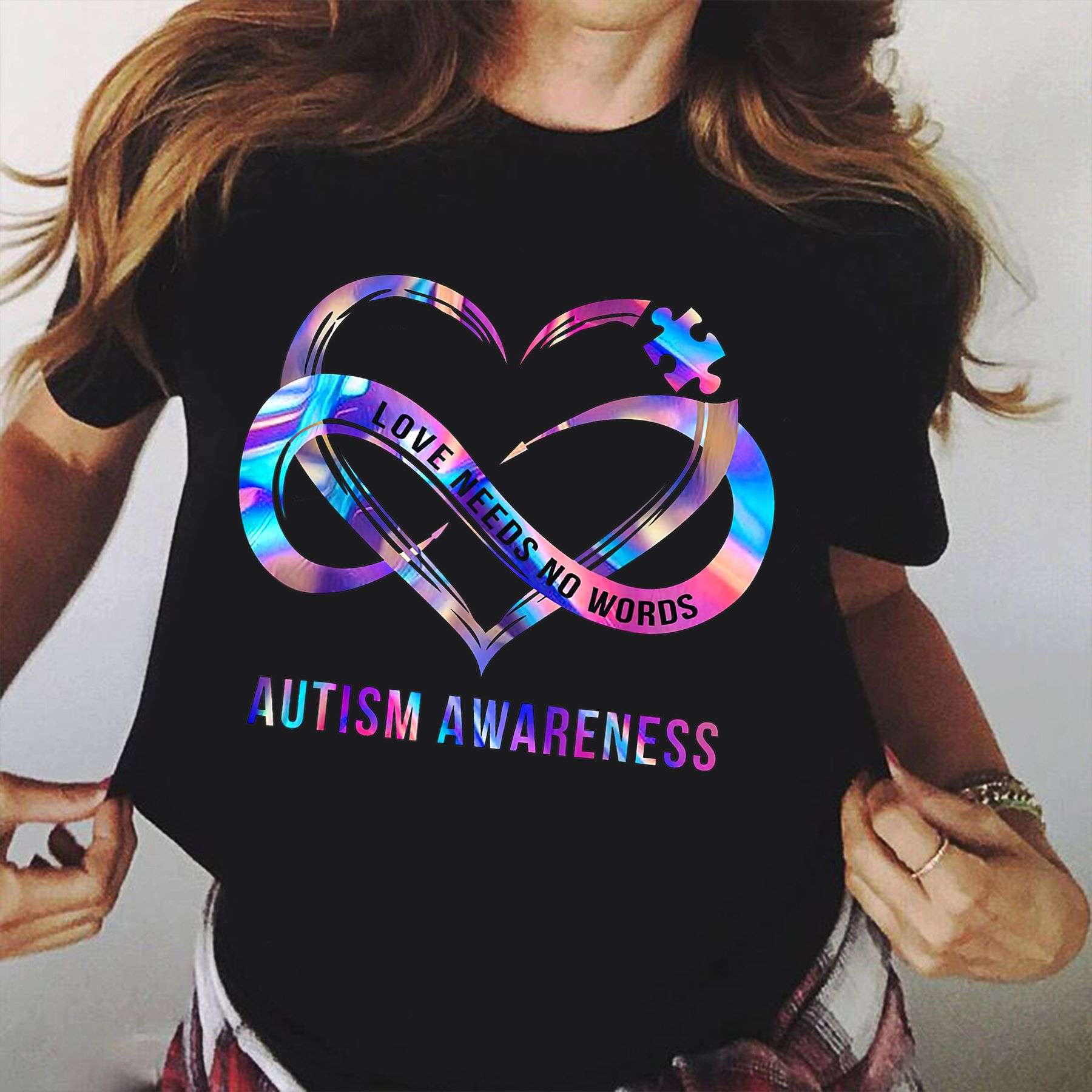 Love needs no words - Autism awareness, puzzle symbol of Autism