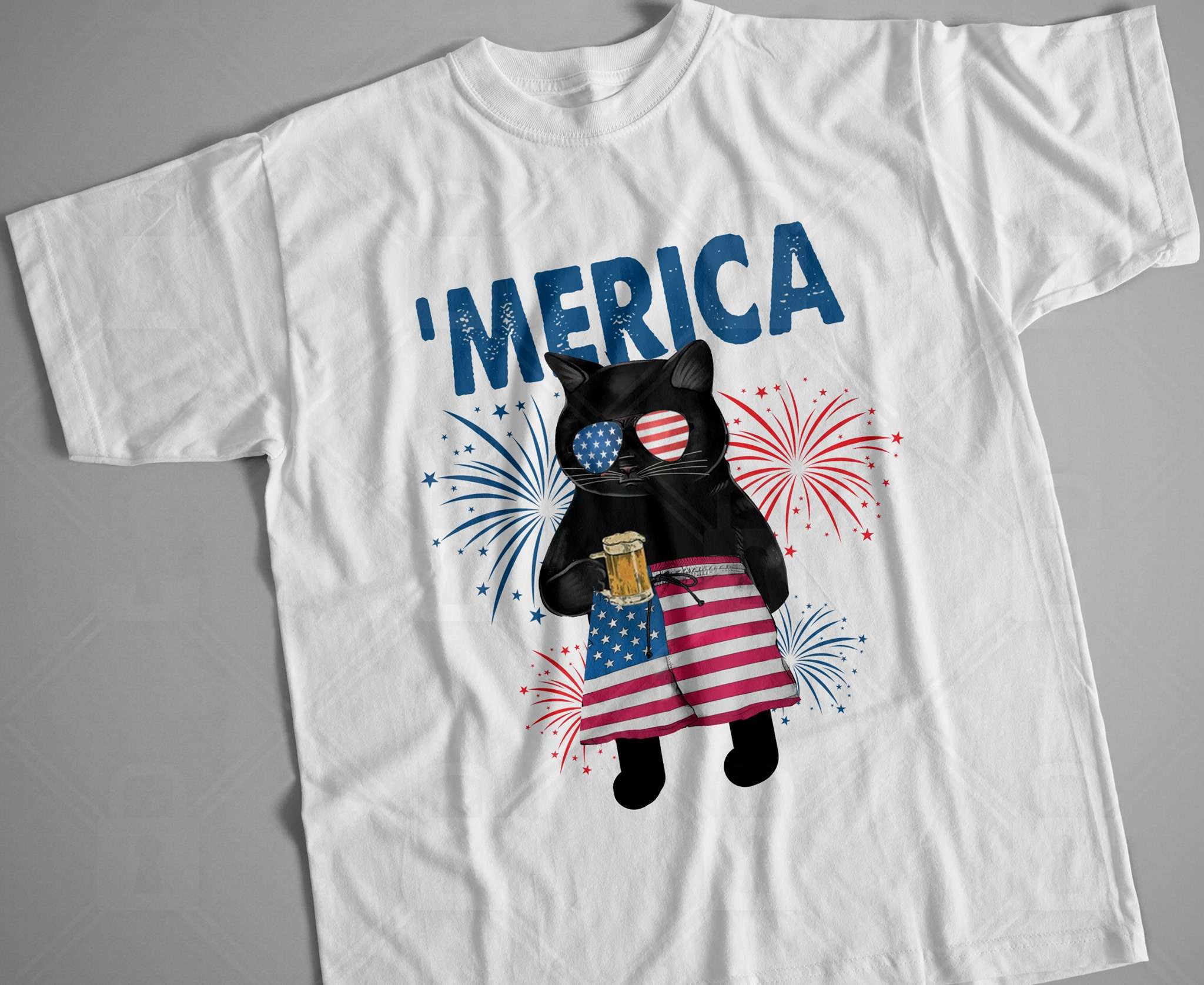 Merica - America cat, cat and beer - Drink for the USA