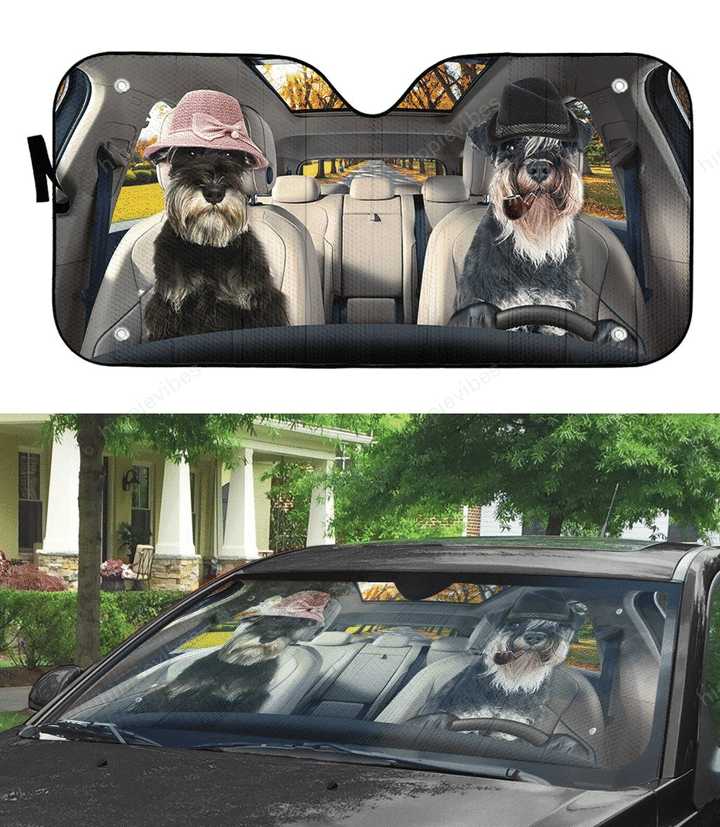 Miniature Schnauzer Couple, Dog Auto Sun Shade, Dog Lover