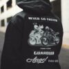 Never go faster than your guardian angel can go - Man riding motorcycle, motorcycle racer graphic T-shirt