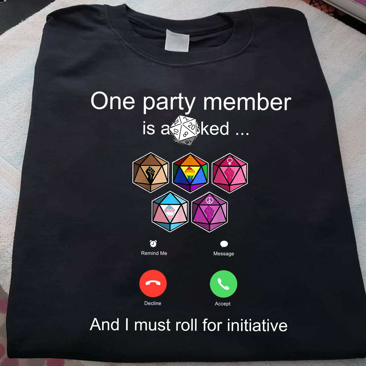 One party member is asked and I must roll for initiative - Rolling colorful dice, d&d game, lgbt community