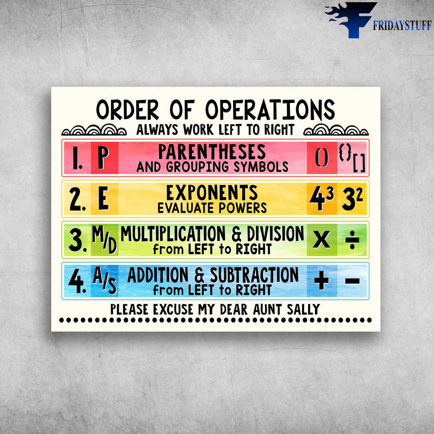 Order Of Operation, Back To School - Parentheses And Grouping Symbols, Exponents Eveluate Powers, Multiplication And Division, From Left To Right