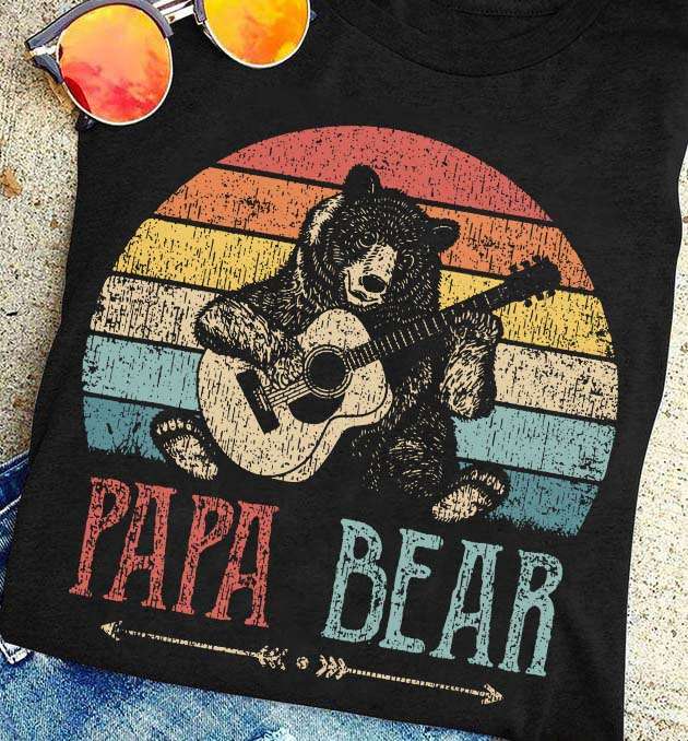Papa bear - Grandpa bear playing guitar, bear guitarist