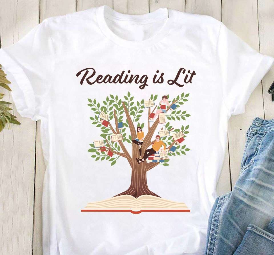 Reading is lit - Love reading book, reading on the tree