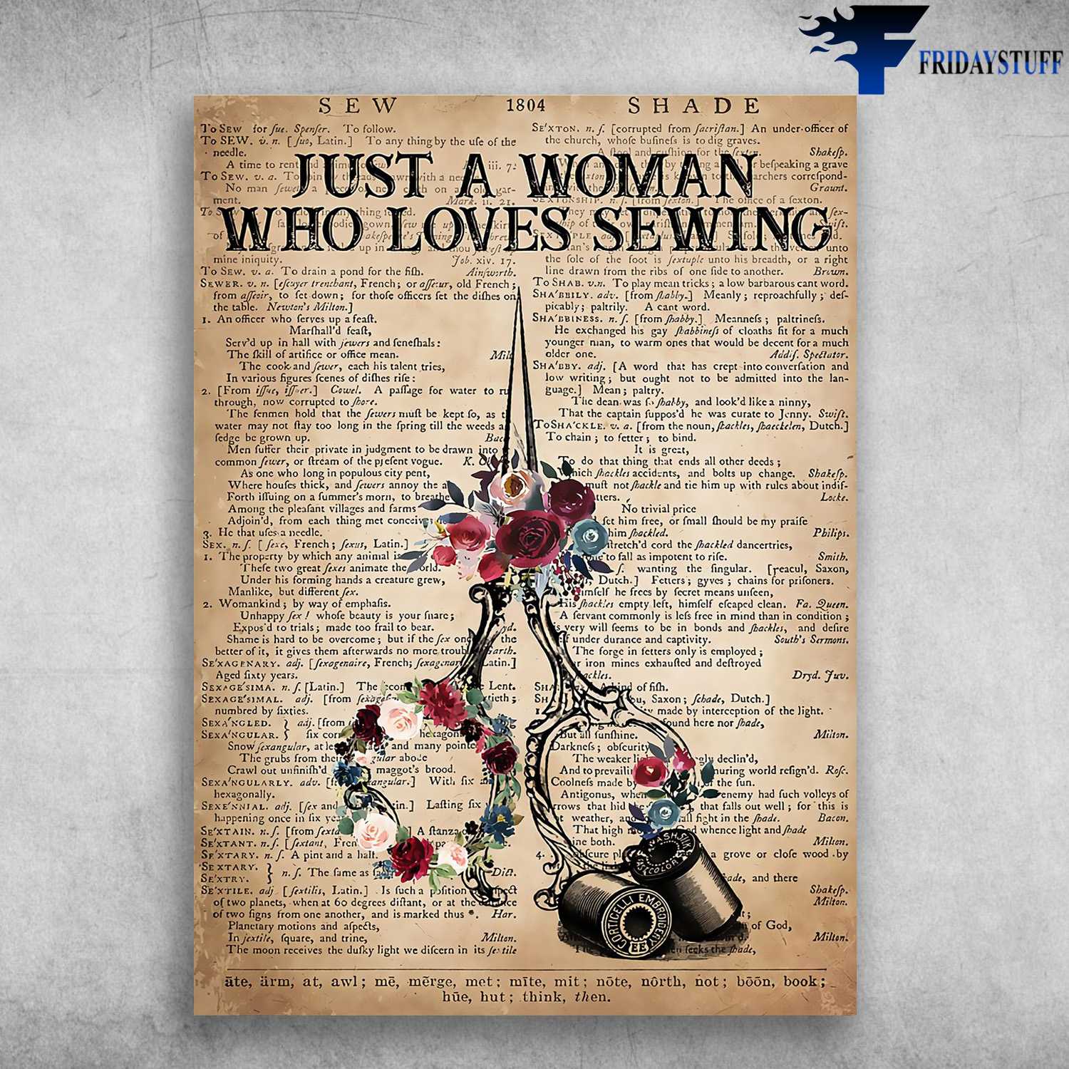 Sewing Tools - Just A Woman, Who Loves Sewing, Flower Scissors Thread