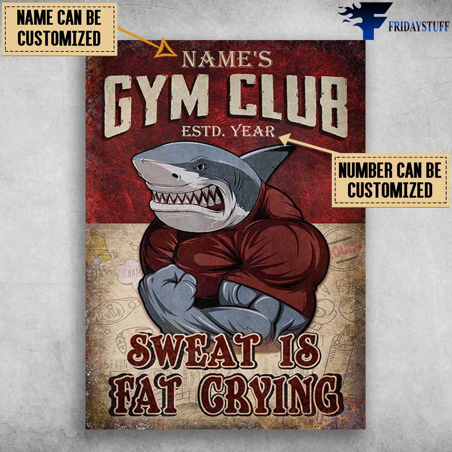 Shark Gym, Gym Club, Sweat Is Fat Grying