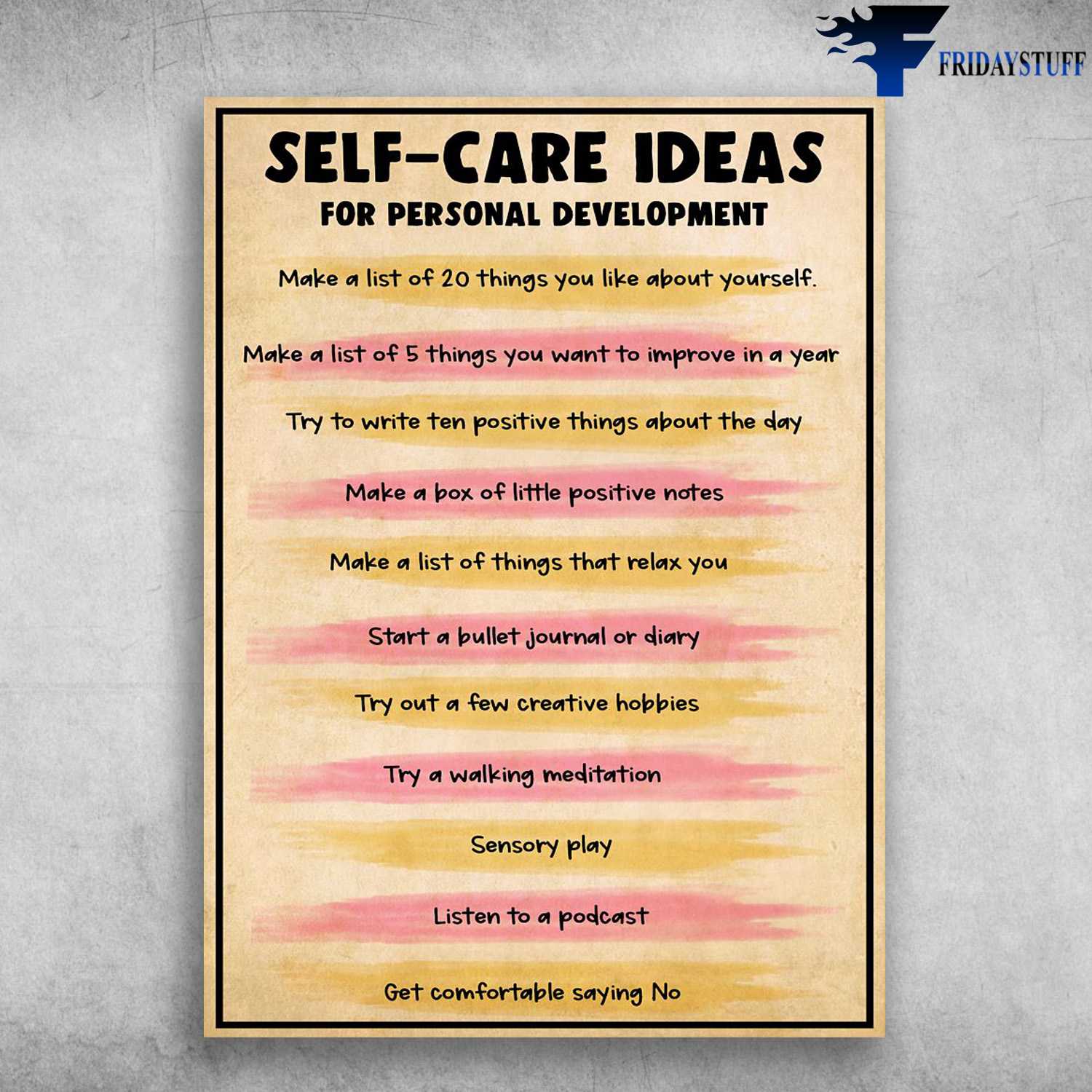 Socal Worker - Self-Care Ideas, For Personal Development, Make A List Of 20 Things, You Like About Yourself, Make A List Of 5 Things, You Want To Improve In A Year