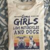 Some girls love motorcycle and dogs - German shepherd, girls motorcycle
