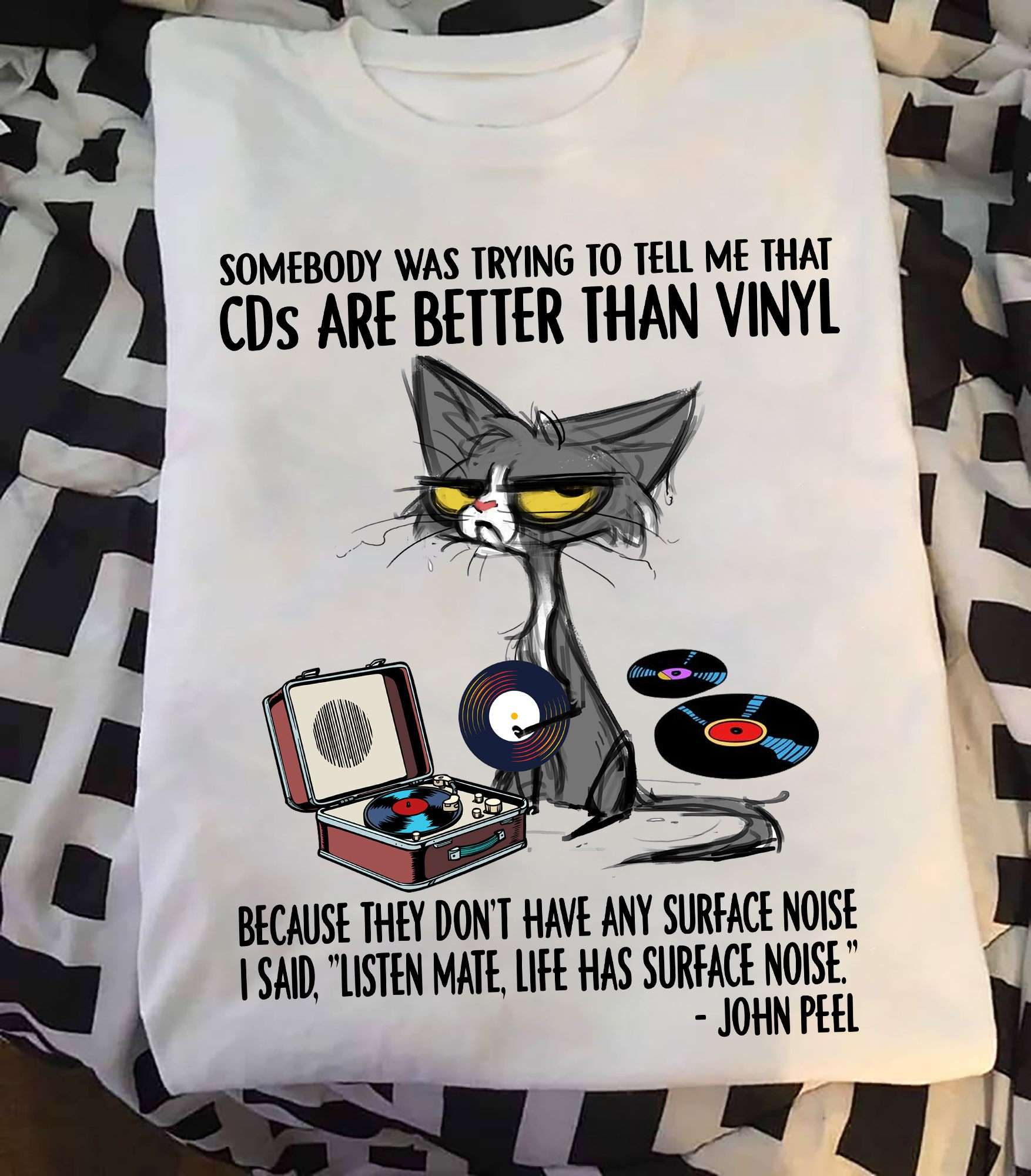 Somebody was trying to tell me that CDs are better than vinyl - cat and vinyl, love listening to vinyl record