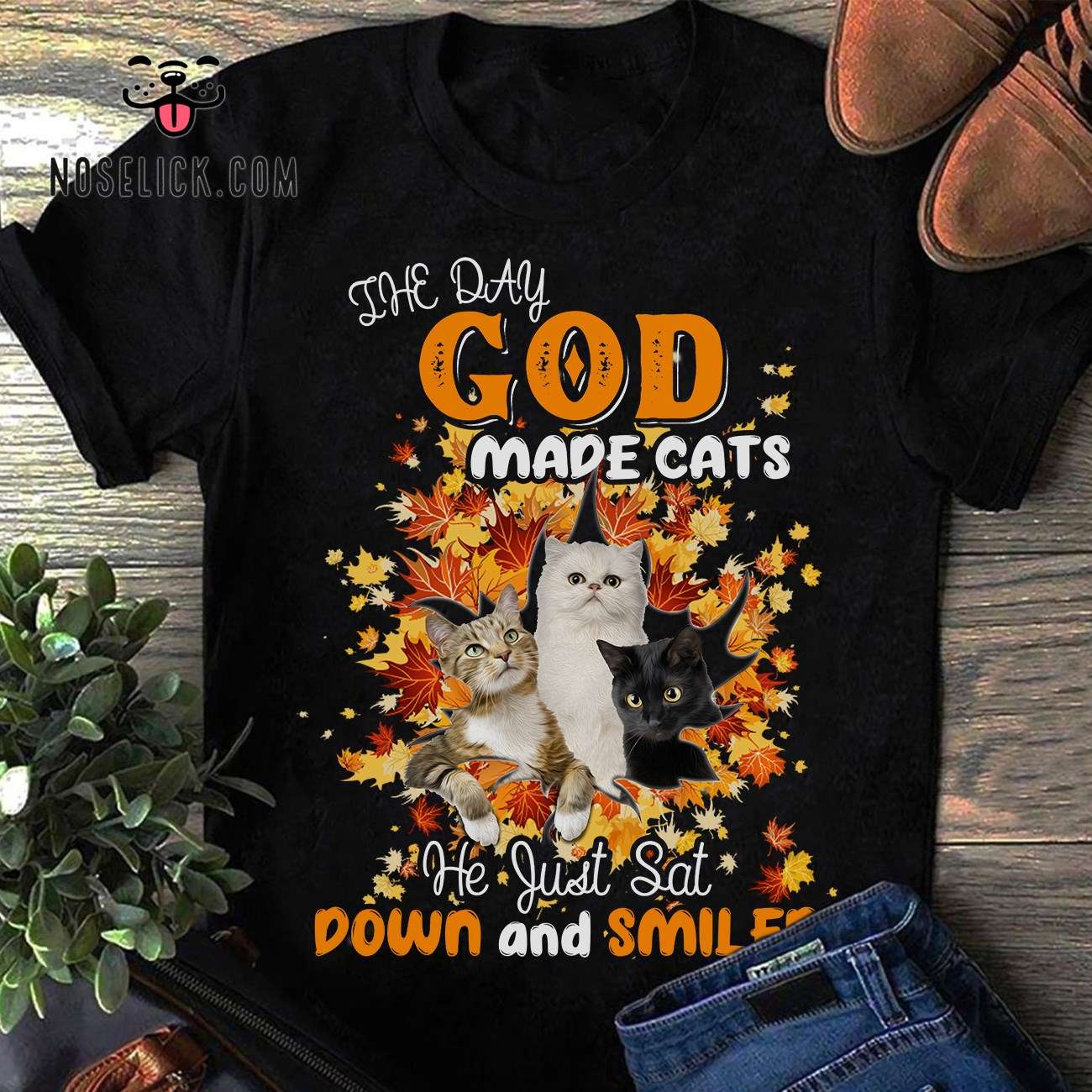 The day god made cats he just sat down and smiled - Autumn season with cat, god loves cats