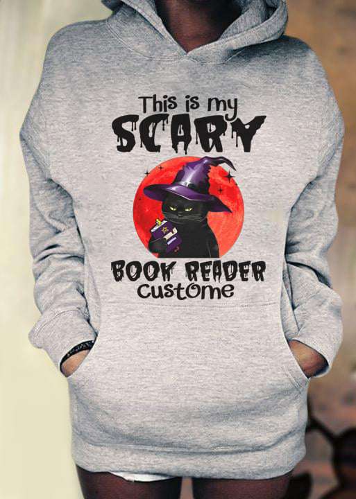 This is my scary book reader custome - Witch cat reading books, halloween costume shirt