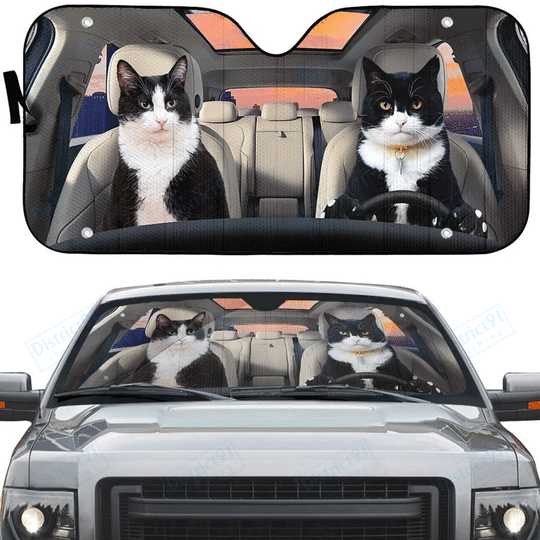 Tuxedo Cat, Cat Auto Sun Shade, Cat Couple