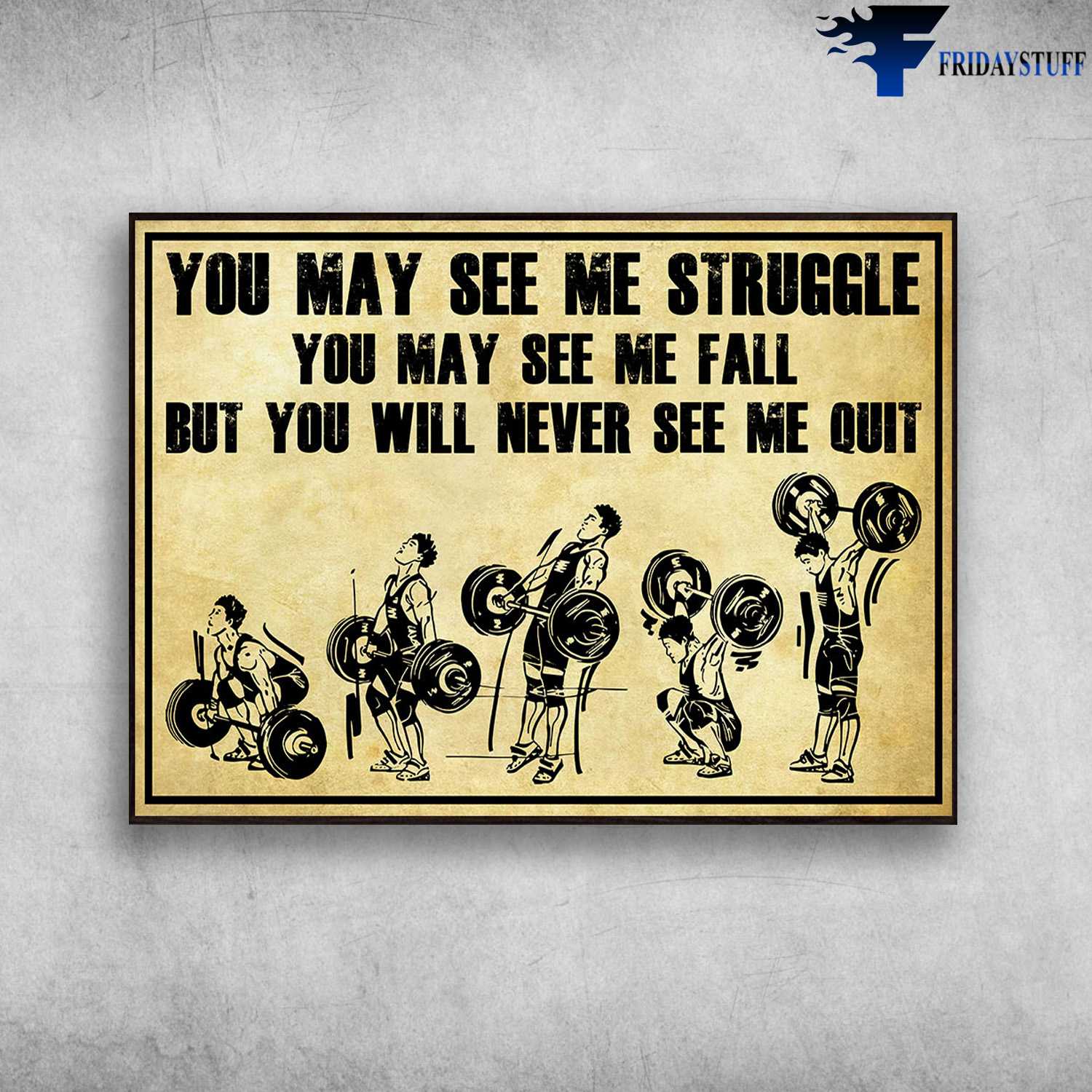 Weightlifting Lover - You May See Me Struggle, You May See Me Fall, But You Will Never See Me Quit, Gym Room
