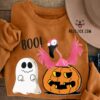 White ghost costume for Halloween - Halloween pumpkin and flamingo, white ghost
