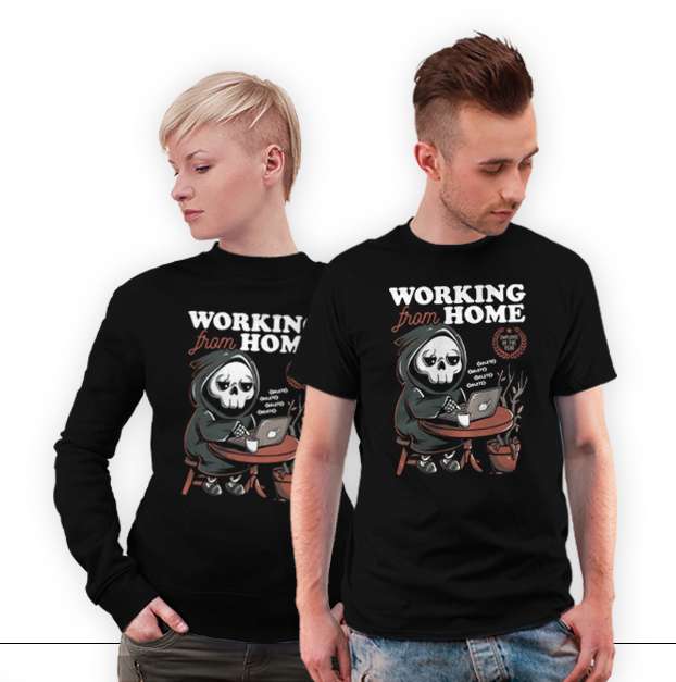 Working from home - Evil working from home, black evil working graphic T-shirt