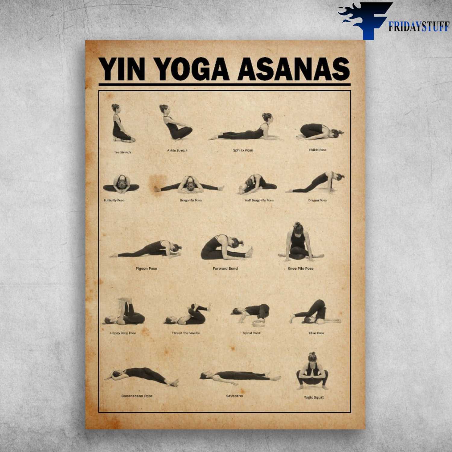 56 Yin Yoga Postures: Printable PDF Yin Yoga Poster With Stick-figure Poses  and English Names, 24x36, 18x24, Din A1, Printable Download - Etsy