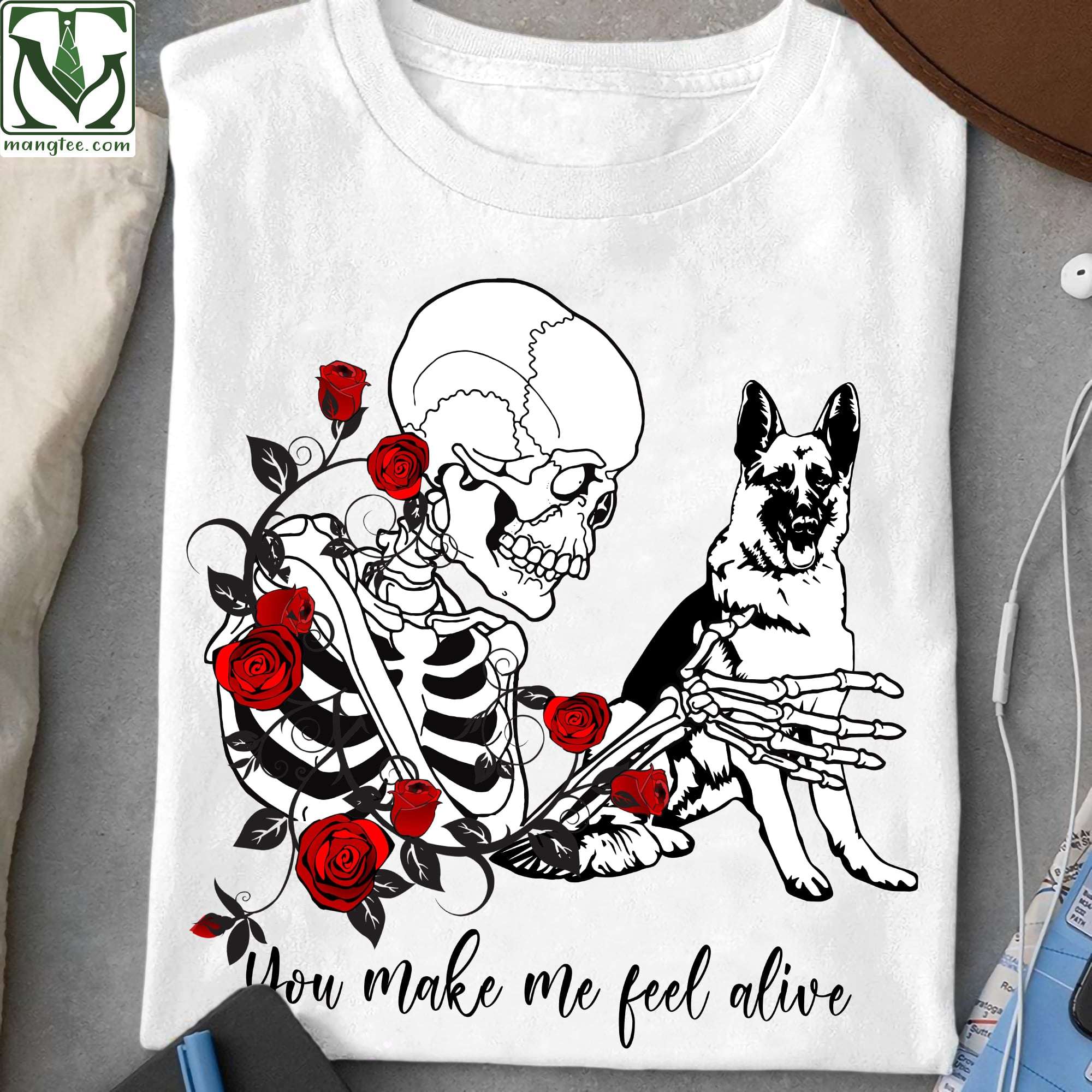 Rose Skeleton And German Shepherd - You make me feel like