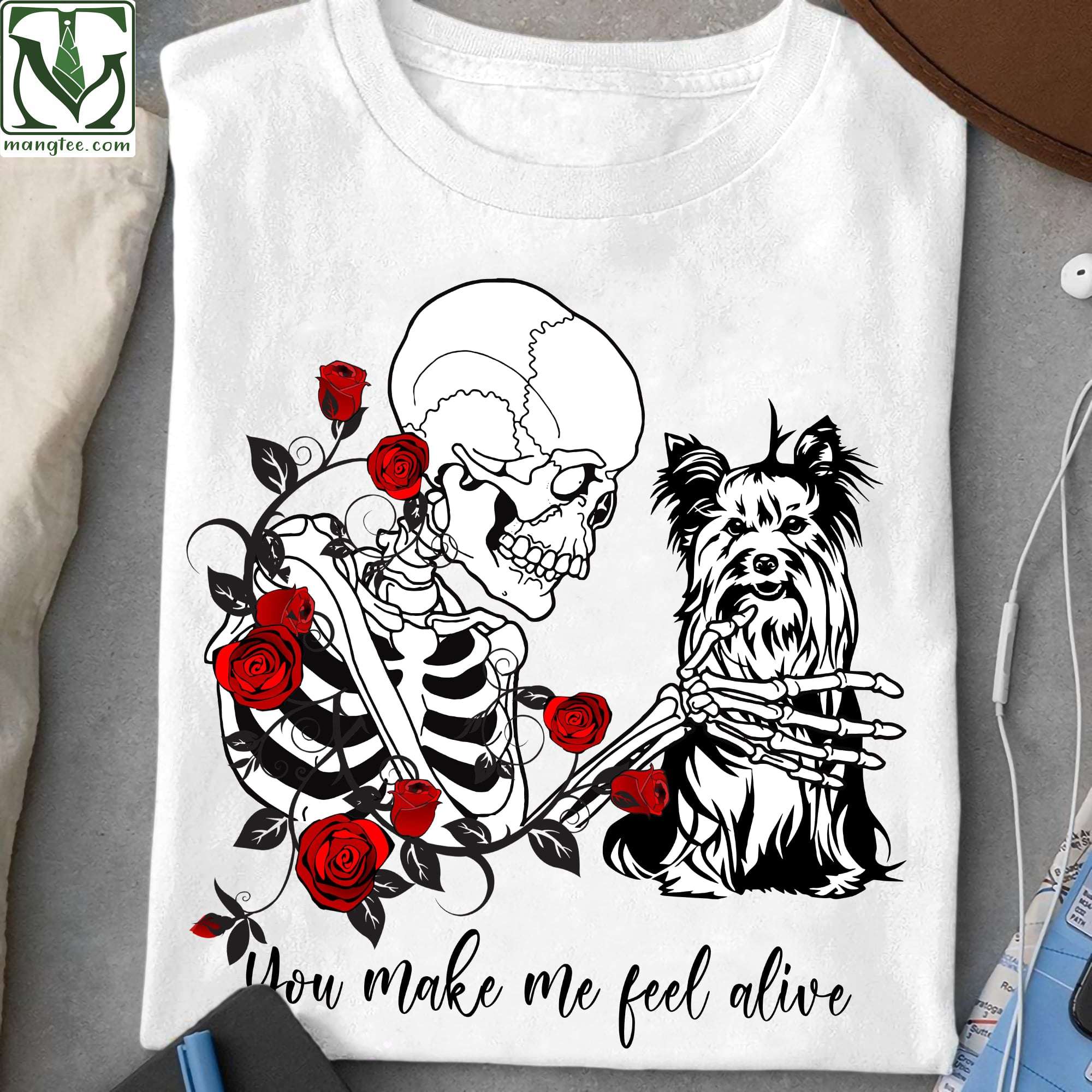 Rose Skeleton And Yorkshire Terrier - You make me feel like